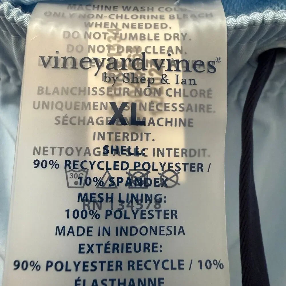 Vineyard Vines 7” colorblock piped chappy swim trunks in blue size XL